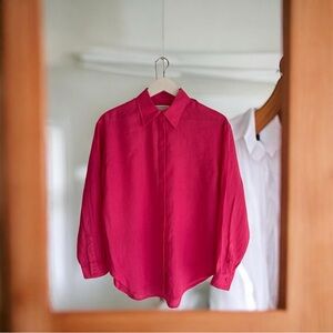 Autograph Vibrant Rose Pink Casual Button Down Shirt
